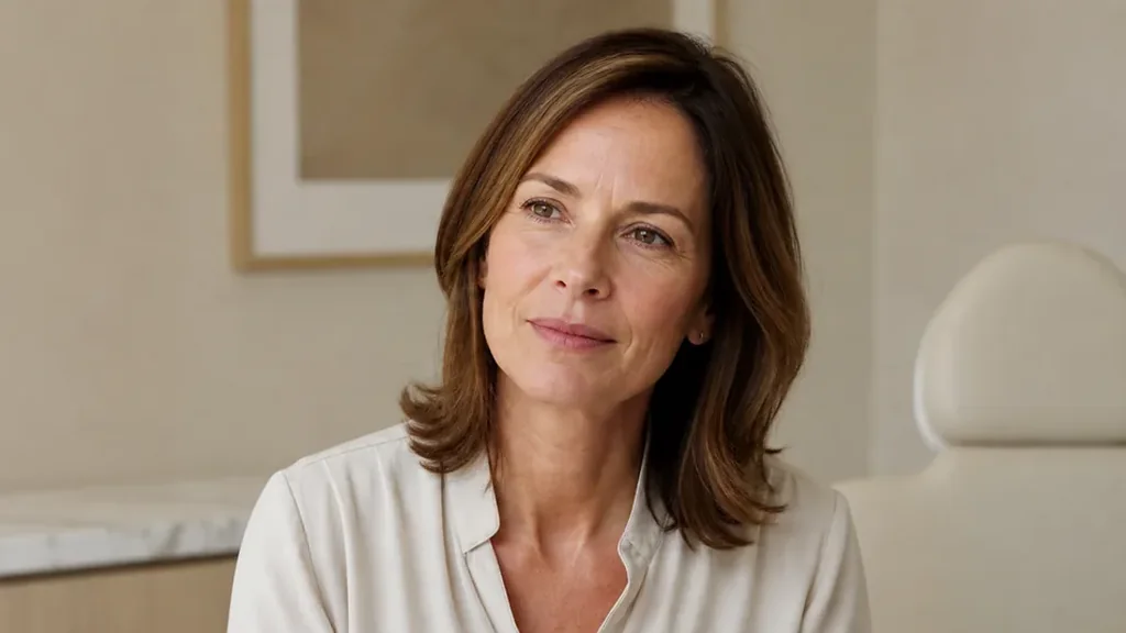Woman in her forties during a consultation, Dr Bernard Hayot, Paris
