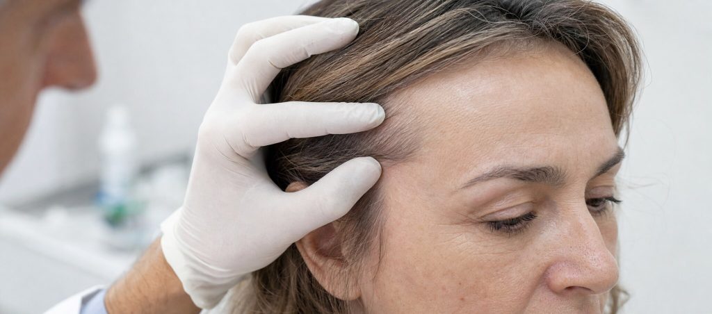 Glande lacrymale gonflée : prolapsus ou autre cause ? – Docteur Bernard Hayot Patiente examinée par un ophtalmologue au niveau de la partie externe de la paupière supérieure